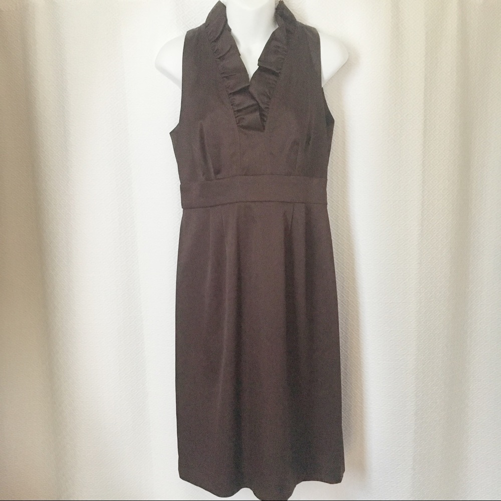 Brown Satin Knee Length Cocktail Dress